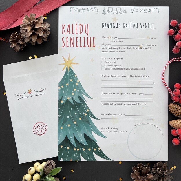 Tradicinis Kalėdų Senelio laiškas 2 vaikams 2 atskiruose vokuose